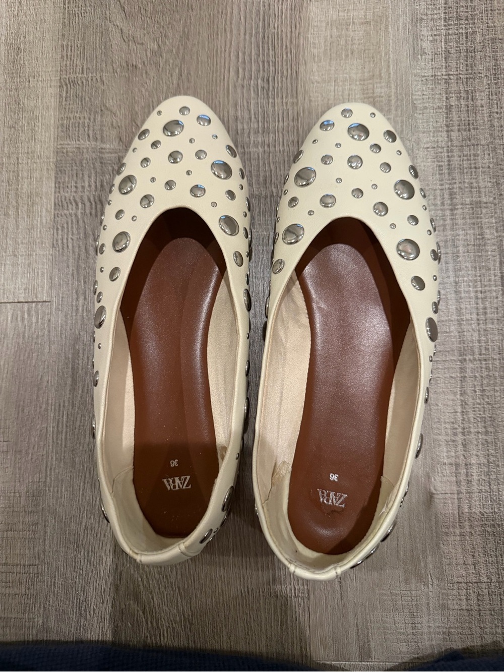 Zara Ballet Flats with Crystal Studs (worn only once)